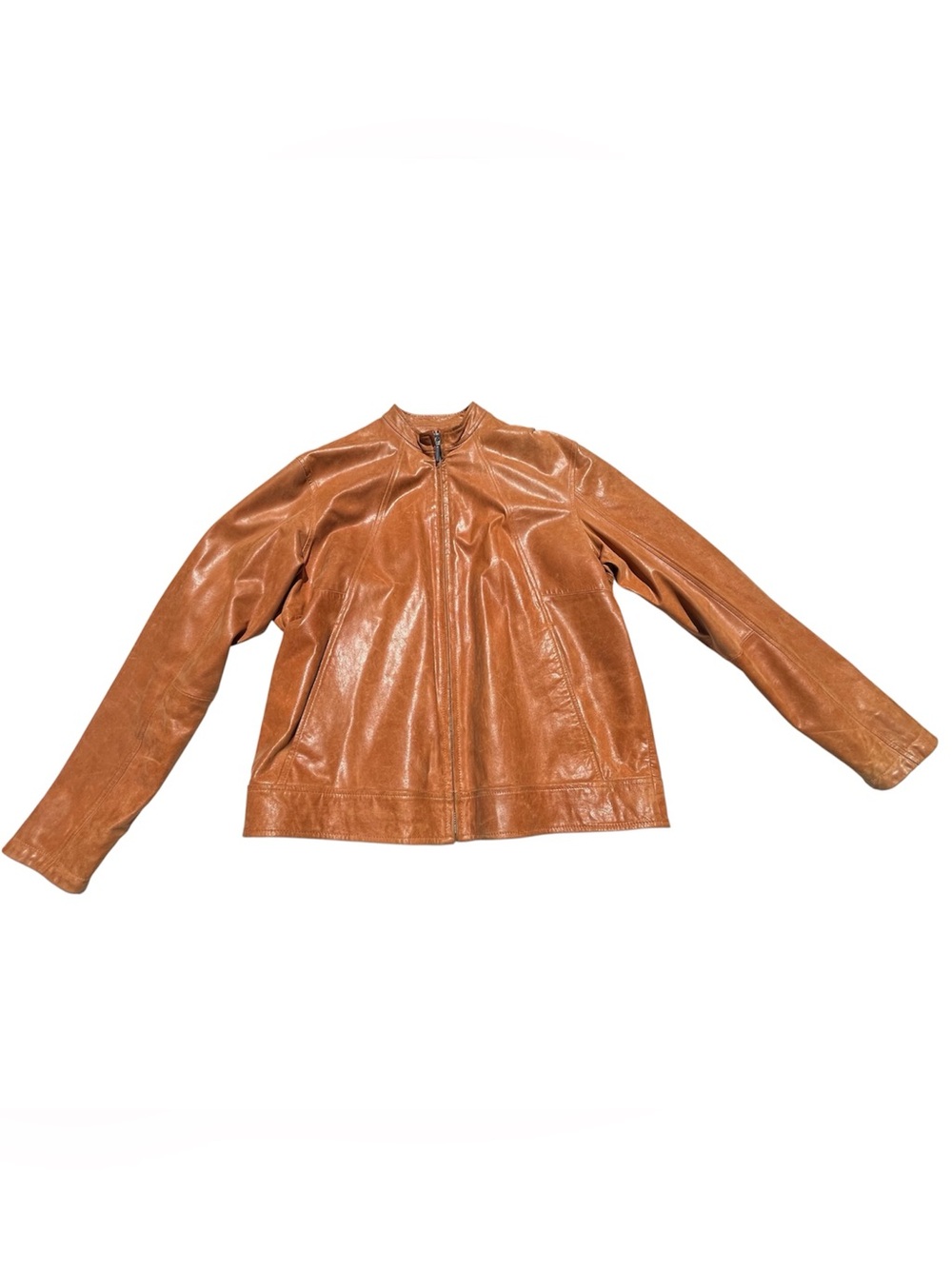 missani le collezioni leather jacket men’s tan lambskin cafe racer L